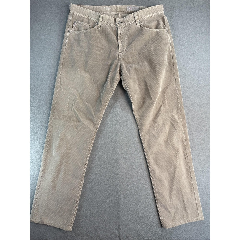 AG Adriano Goldschmied Pants Mens 36x32 Beige Slim Fit Corduroy Graduate Casual